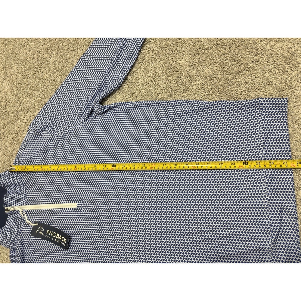 Rhoback 1/4 Q-Zip Performance Pullover Dont Mess Texas AOP Blue White Mens Small - Picture 15 of 16